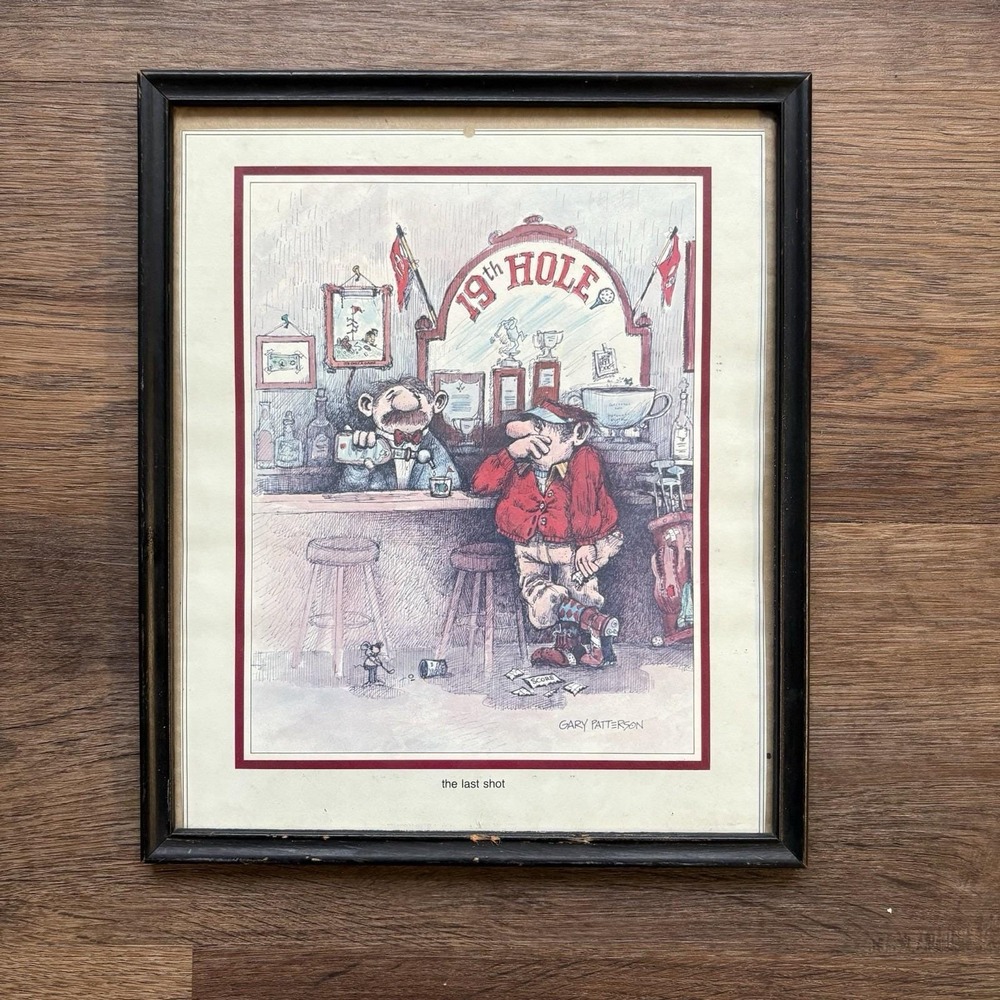 Framed Gary Patterson The Last Shot 19th Hole Golf Humor Framed Print 1980s